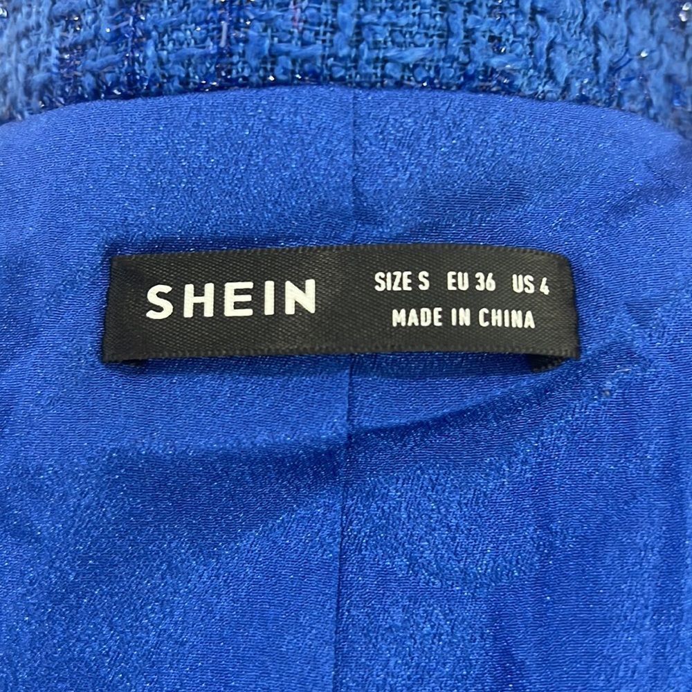 SHEIN Unity Double Breasted Raw Cut Tweed Overcoat - Picture 5 of 6